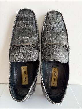 Delli Aldo Men's Black Croc-Embossed Leather Loafers Size 10.5 # M3 19057